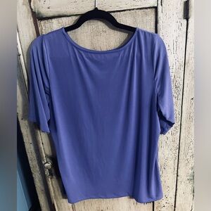 Sz L Susan Graver Liquid Knit  Lavender Short Sleeve Top